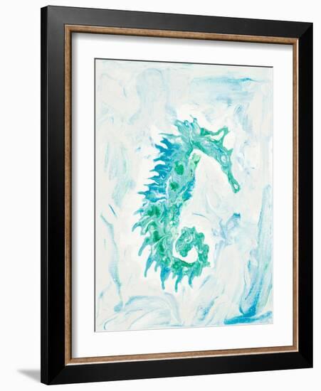 Teal Seahorse-Ajoya Grace-Framed Art Print