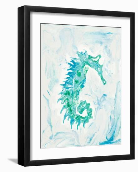 Teal Seahorse-Ajoya Grace-Framed Art Print