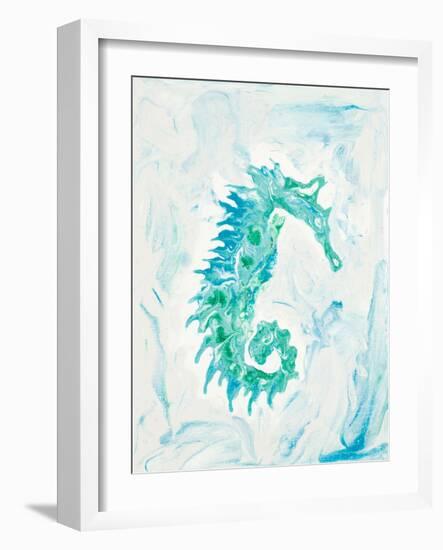 Teal Seahorse-Ajoya Grace-Framed Art Print