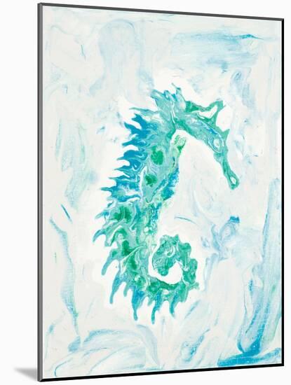 Teal Seahorse-Ajoya Grace-Mounted Art Print