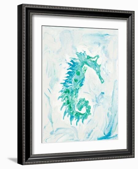 Teal Seahorse-Ajoya Grace-Framed Art Print