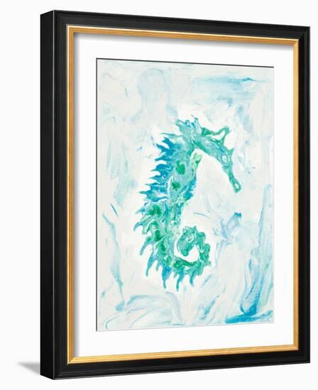 Teal Seahorse-Ajoya Grace-Framed Art Print