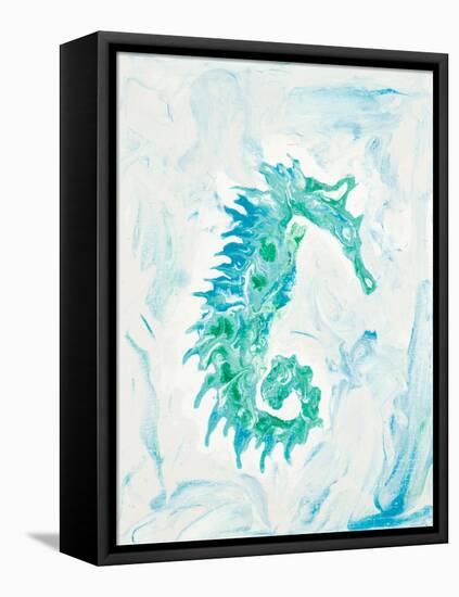 Teal Seahorse-Ajoya Grace-Framed Stretched Canvas