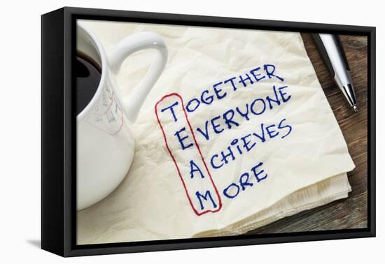 TEAM Acronym (Together Everyone Achieves More), Teamwork Motivation Concept - a Napkin Doodle-PixelsAway-Framed Premier Image Canvas