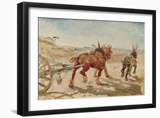 Team of Horses in Harness (Oil on Canvas)-Henri de Toulouse-Lautrec-Framed Giclee Print