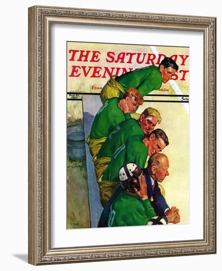 "Team on Bench," Saturday Evening Post Cover, November 23, 1940-Emery Clarke-Framed Giclee Print