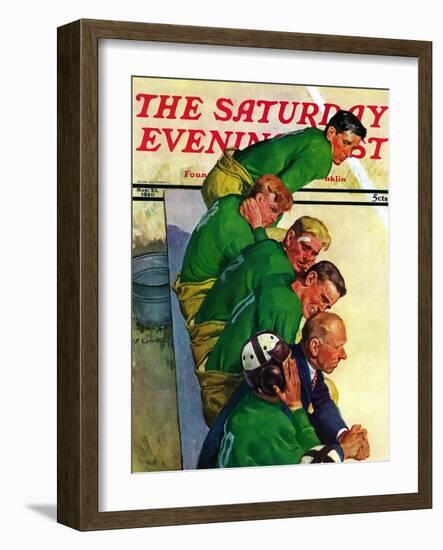 "Team on Bench," Saturday Evening Post Cover, November 23, 1940-Emery Clarke-Framed Giclee Print