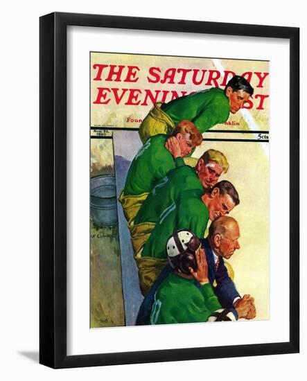 "Team on Bench," Saturday Evening Post Cover, November 23, 1940-Emery Clarke-Framed Giclee Print