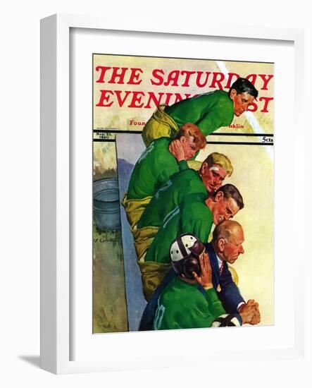 "Team on Bench," Saturday Evening Post Cover, November 23, 1940-Emery Clarke-Framed Giclee Print