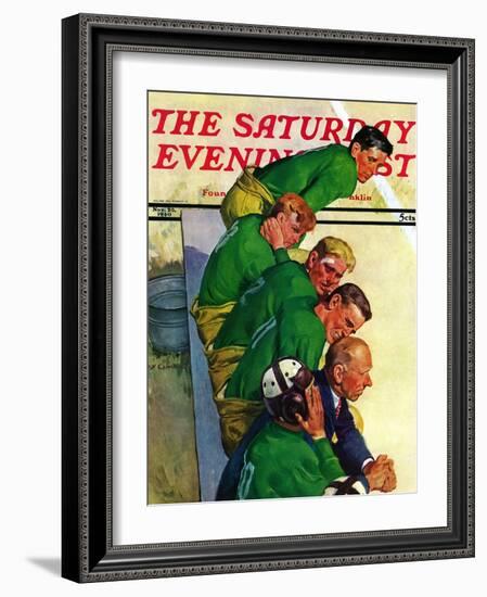 "Team on Bench," Saturday Evening Post Cover, November 23, 1940-Emery Clarke-Framed Giclee Print