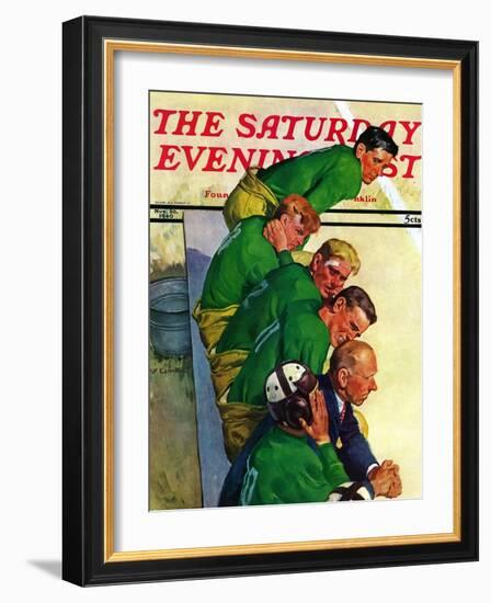 "Team on Bench," Saturday Evening Post Cover, November 23, 1940-Emery Clarke-Framed Giclee Print