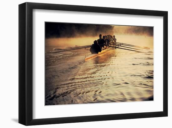 Team Rowing Down the River-null-Framed Art Print