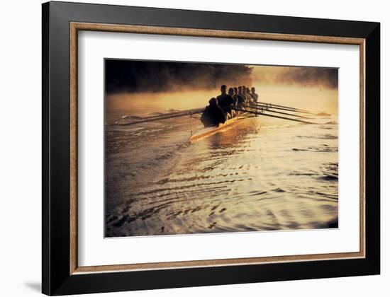 Team Rowing Down the River-null-Framed Art Print