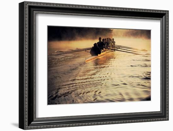 Team Rowing Down the River-null-Framed Art Print