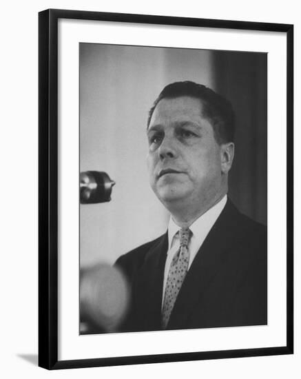 Teamsters Union Leader James R. Hoffa Speaking at a Meeting-null-Framed Photographic Print