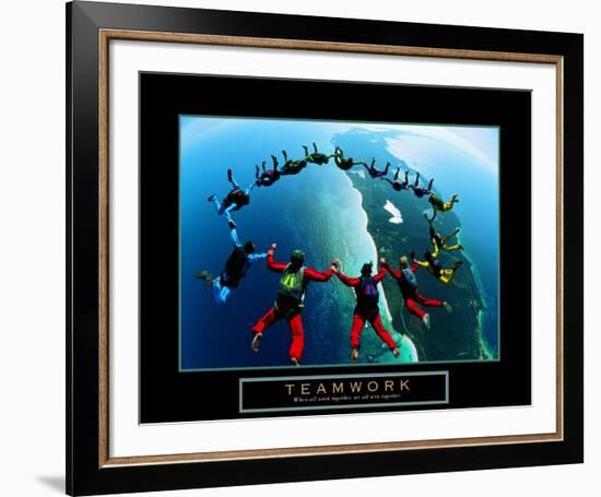 Teamwork: Skydivers II-null-Framed Art Print