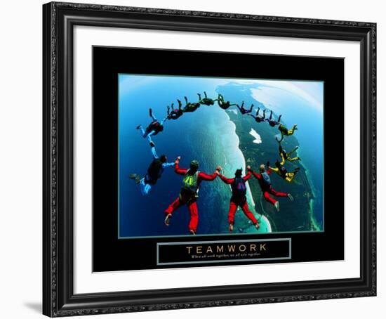 Teamwork: Skydivers II-null-Framed Art Print