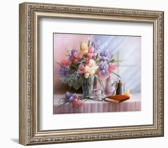 Teapot and Iris-T^ C^ Chiu-Framed Art Print