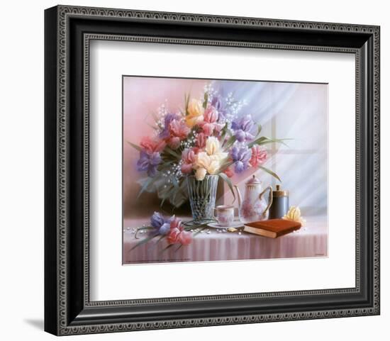 Teapot and Iris-T^ C^ Chiu-Framed Art Print