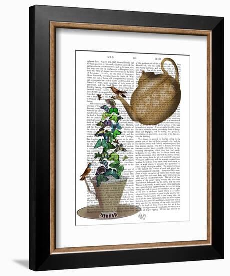 Teapot, Cup and Butterflies-Fab Funky-Framed Premium Giclee Print