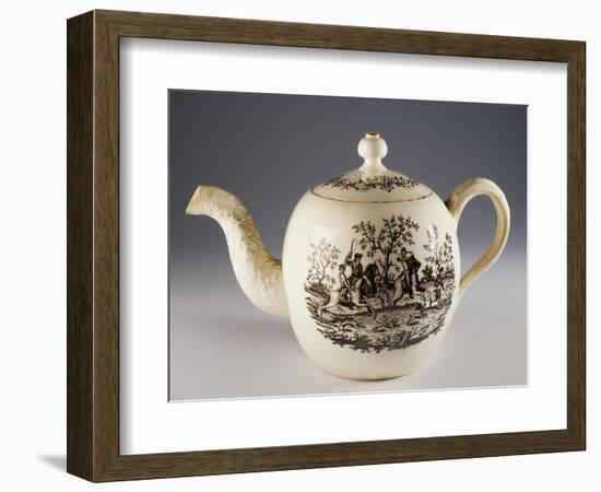 Teapot with Fox Hunting Scenes, Ca 1760, Ceramic, Staffordshire Manufacture. England.-null-Framed Giclee Print