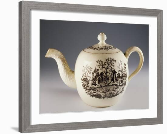 Teapot with Fox Hunting Scenes, Ca 1760, Ceramic, Staffordshire Manufacture. England.-null-Framed Giclee Print