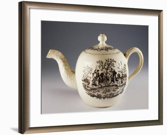 Teapot with Fox Hunting Scenes, Ca 1760, Ceramic, Staffordshire Manufacture. England.-null-Framed Giclee Print