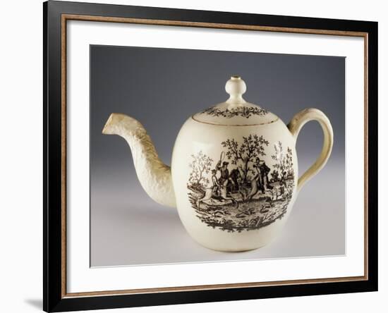 Teapot with Fox Hunting Scenes, Ca 1760, Ceramic, Staffordshire Manufacture. England.-null-Framed Giclee Print