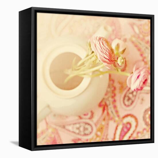 Teapot with Peonies-Sarah Gardner-Framed Stretched Canvas