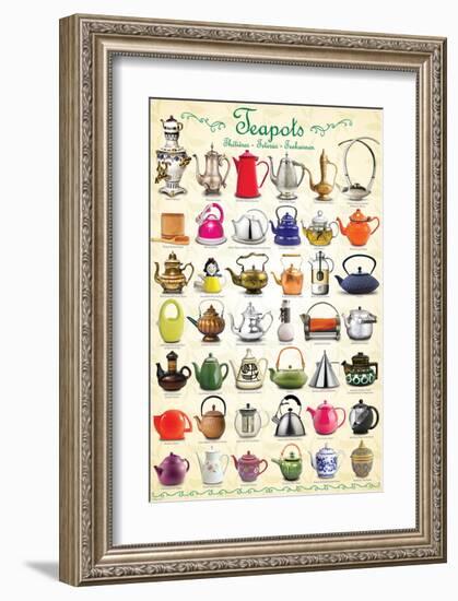 Teapots Collage-null-Framed Premium Giclee Print