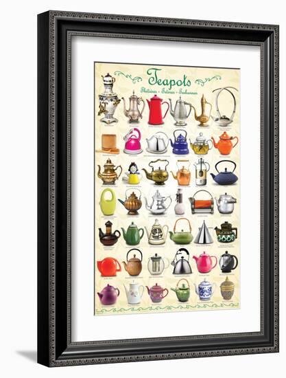 Teapots Collage-null-Framed Premium Giclee Print