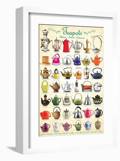 Teapots Collage-null-Framed Art Print