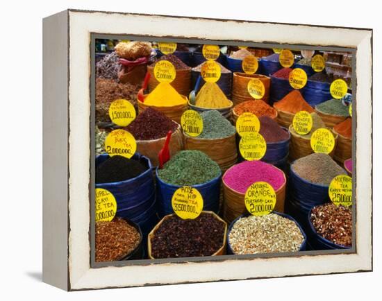 Teas and Spices at Spice Bazaar, Istanbul, Turkey-Greg Elms-Framed Premier Image Canvas