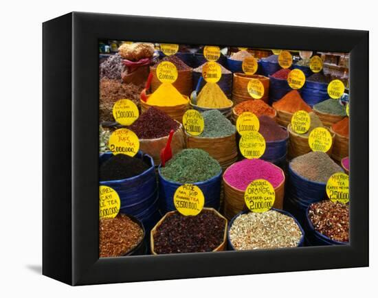 Teas and Spices at Spice Bazaar, Istanbul, Turkey-Greg Elms-Framed Premier Image Canvas