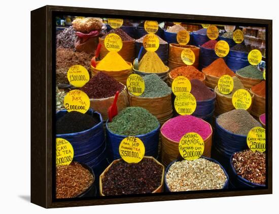 Teas and Spices at Spice Bazaar, Istanbul, Turkey-Greg Elms-Framed Premier Image Canvas