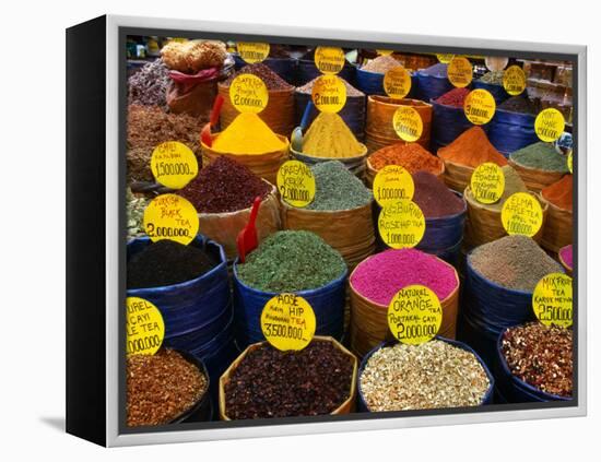 Teas and Spices at Spice Bazaar, Istanbul, Turkey-Greg Elms-Framed Premier Image Canvas