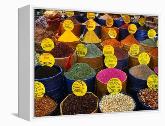 Teas and Spices at Spice Bazaar, Istanbul, Turkey-Greg Elms-Framed Premier Image Canvas