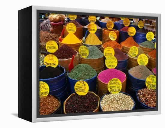 Teas and Spices at Spice Bazaar, Istanbul, Turkey-Greg Elms-Framed Premier Image Canvas