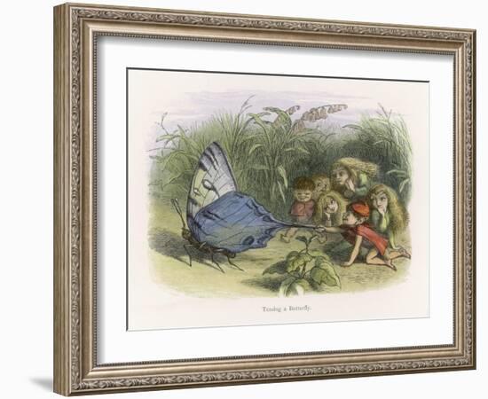 Teasing a Butterfly-Richard Doyle-Framed Art Print