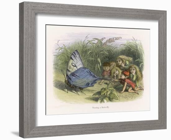 Teasing a Butterfly-Richard Doyle-Framed Art Print