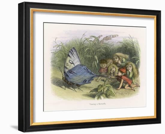 Teasing a Butterfly-Richard Doyle-Framed Art Print