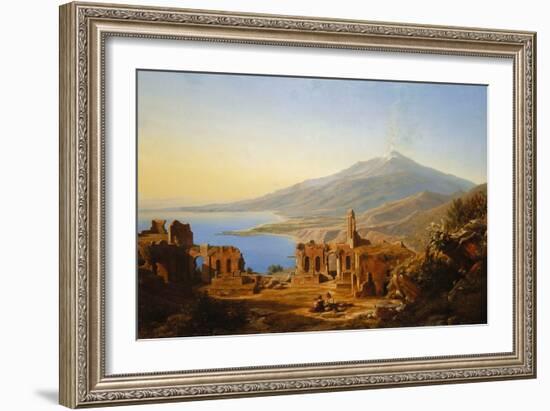 Teatro Greco, Taormina, with Etna Beyond, 1852 (Oil on Canvas)-Karl Robert Kummer-Framed Giclee Print