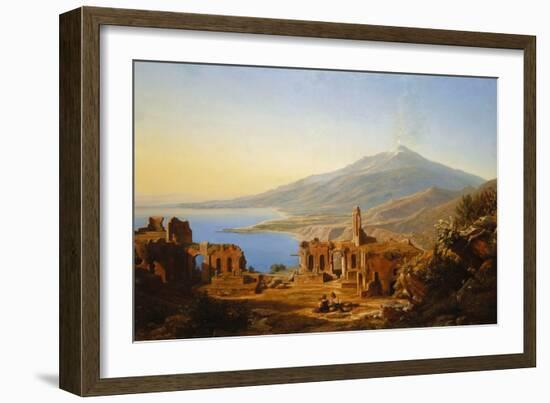 Teatro Greco, Taormina, with Etna Beyond, 1852 (Oil on Canvas)-Karl Robert Kummer-Framed Giclee Print