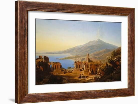 Teatro Greco, Taormina, with Etna Beyond, 1852 (Oil on Canvas)-Karl Robert Kummer-Framed Giclee Print