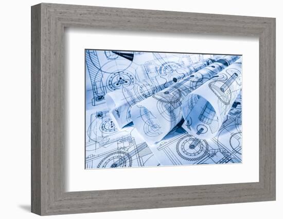 Technical Drawings in a Blue Toning-Andrey Armyagov-Framed Photographic Print