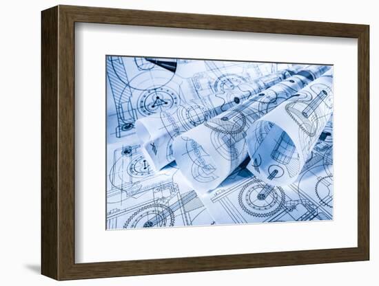 Technical Drawings in a Blue Toning-Andrey Armyagov-Framed Photographic Print