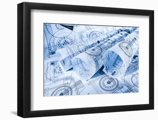 Technical Drawings in a Blue Toning-Andrey Armyagov-Framed Photographic Print