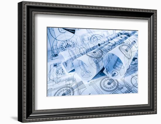 Technical Drawings in a Blue Toning-Andrey Armyagov-Framed Photographic Print