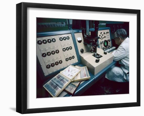 Technician Watches an Oscilliscope During Screening for Uterine Cancer, Memphis, Tennessee, 1958-Yale Joel-Framed Photographic Print