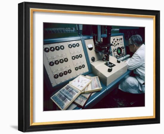 Technician Watches an Oscilliscope During Screening for Uterine Cancer, Memphis, Tennessee, 1958-Yale Joel-Framed Photographic Print